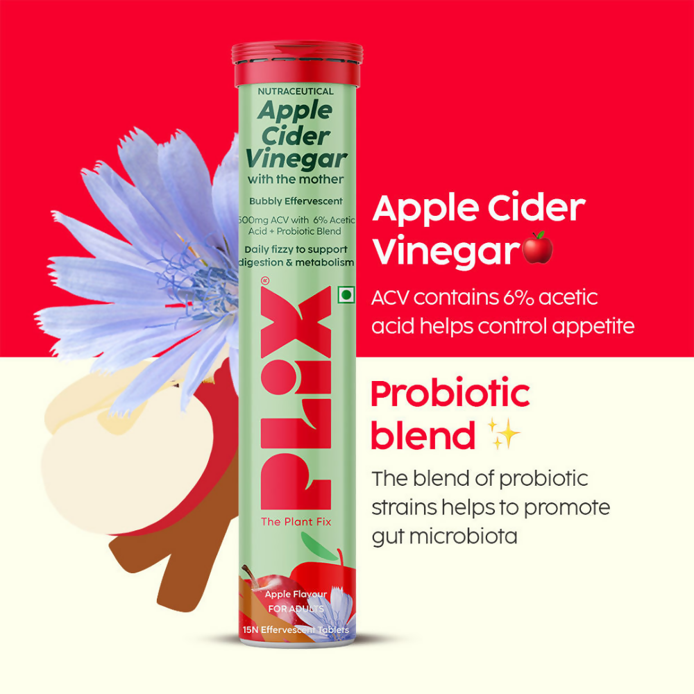 PLIX The Plant Fix Probiotics+ ACV Apple Cider Vinegar Effervescent Tablets