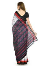 Vamika Sambalpuri Ikat Cotton Dehabandha White, Red & Black Saree - Distacart
