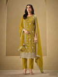 Anaita Mustard Embroidered Silk Stitched Salwar suit - Distacart