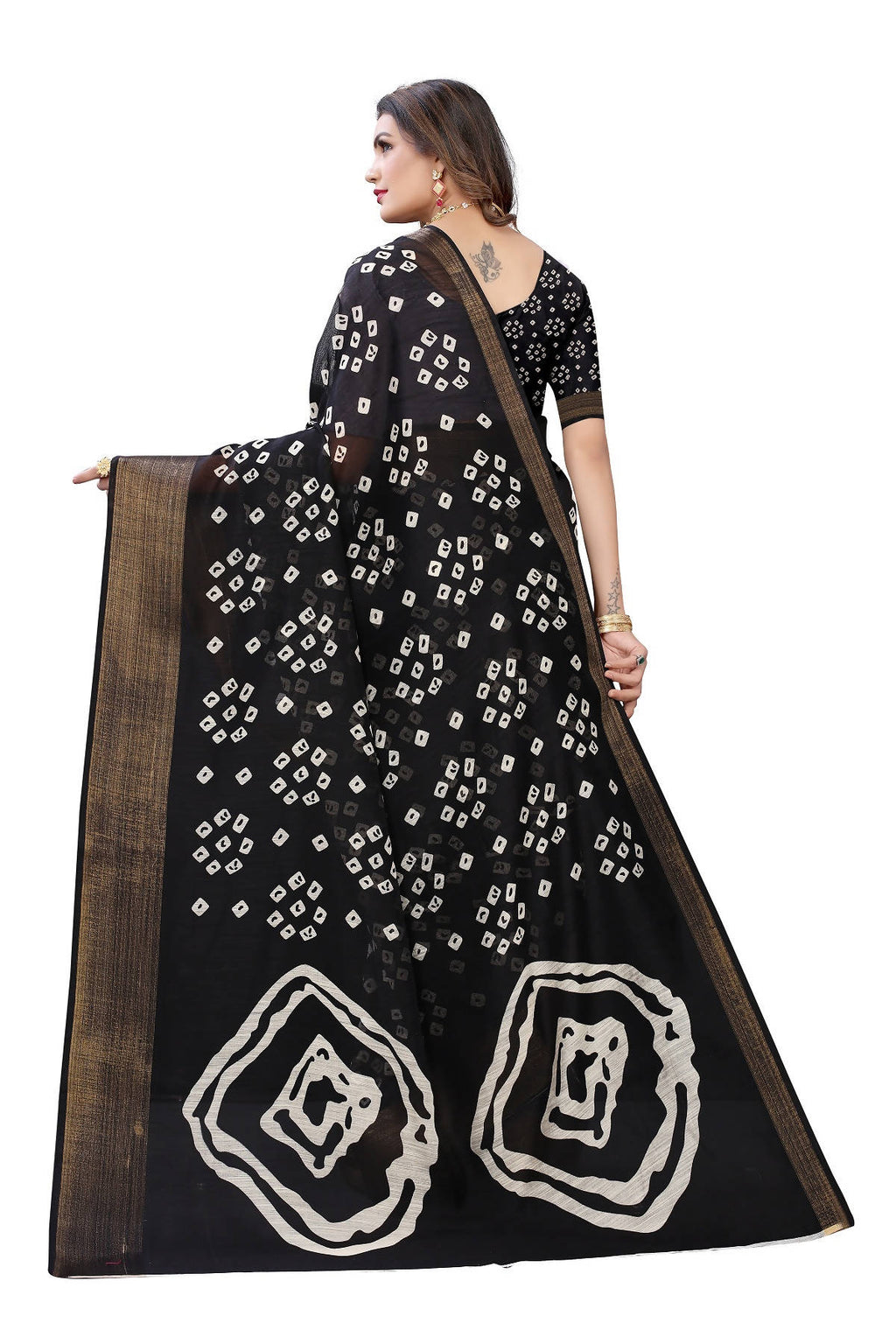 Vamika Black Linen Jari Border Saree (RADHIKA BLACK) - Distacart