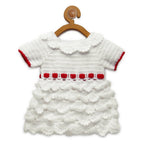 Chutput Kids Cinderella Design Solid Wool Frock - White