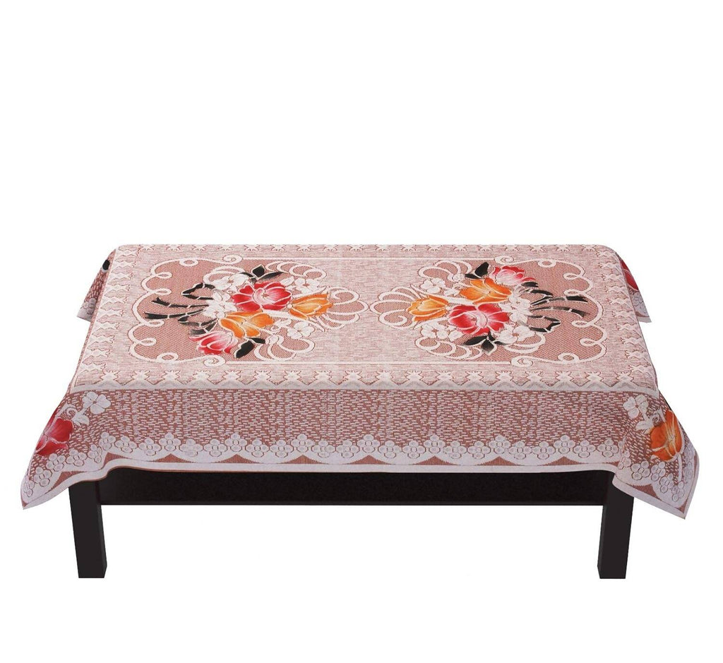 Yellow Weaves Cotton Floral Designer Rectangular Center 4 Seater Table Cover