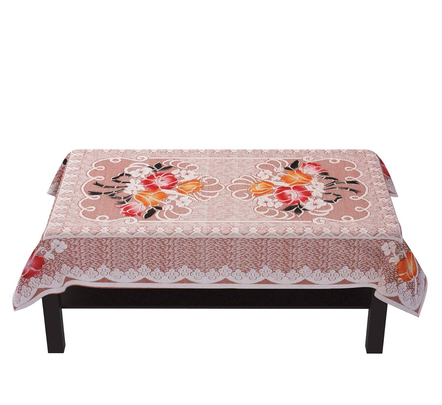 Yellow Weaves Cotton Floral Designer Rectangular Center 4 Seater Table Cover - Limited Time Offer