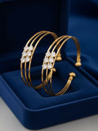 NVR Women Set of 2 Gold Plated CZ Stone Adjustable Bangle - Distacart