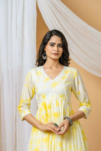 Joban Fashion Yellow Tie & Dye Kurta Pant Set - Distacart
