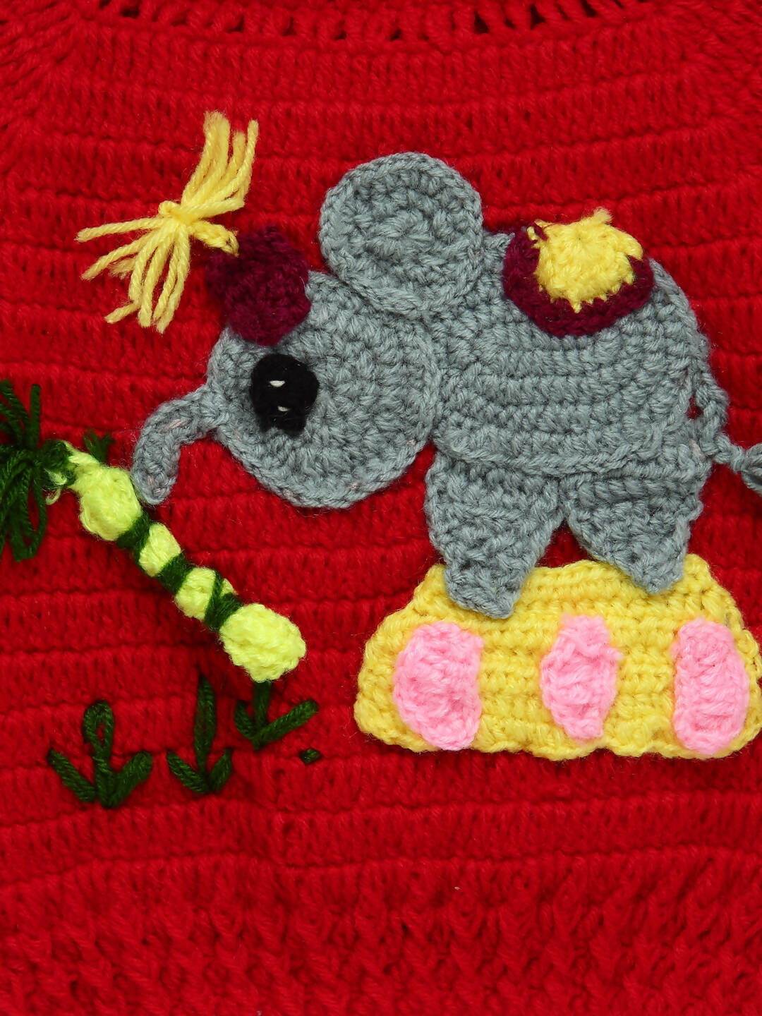 Chutput Kids Woollen Hand Knitted Jumbo Sweater - Red
