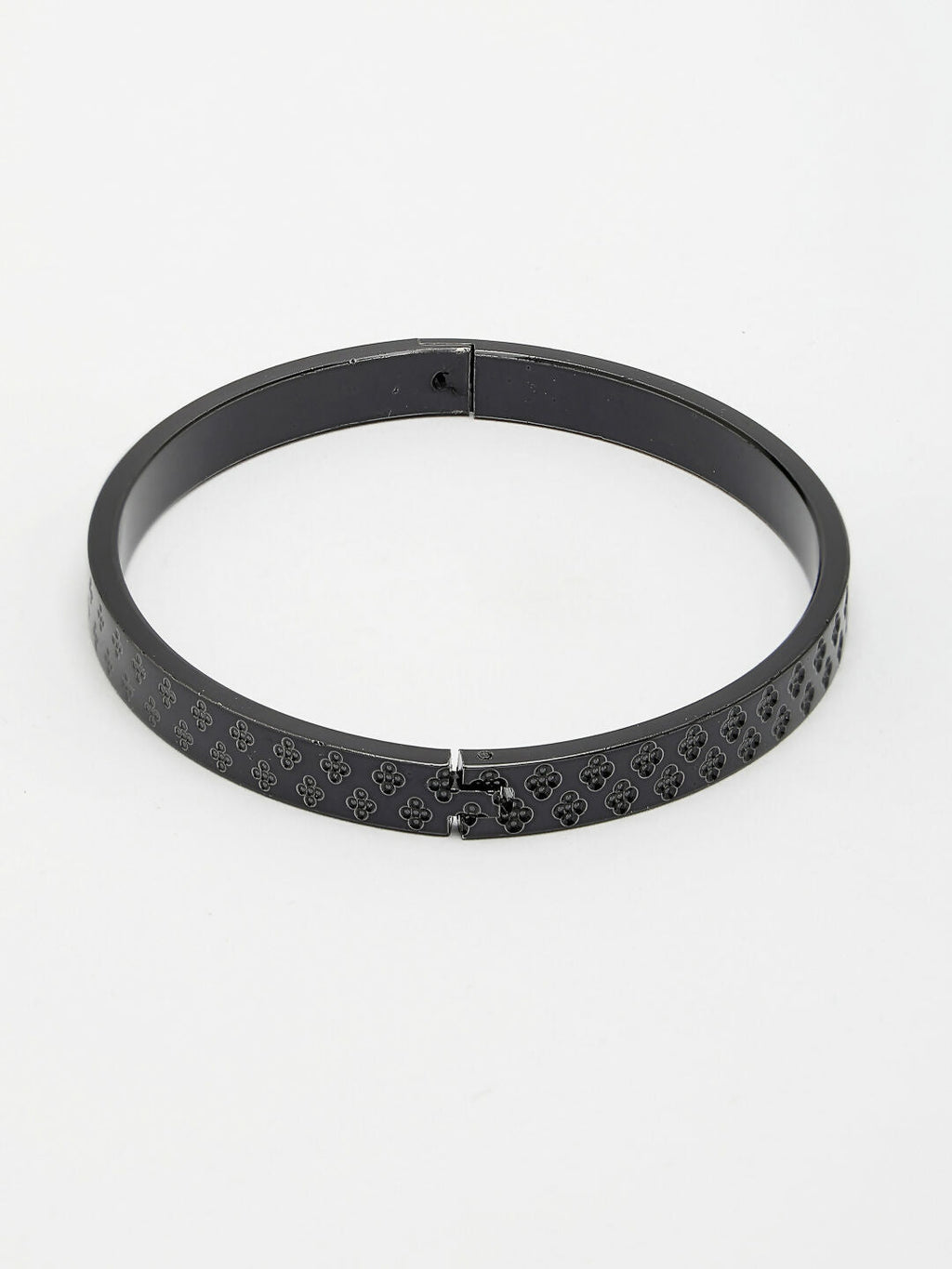 NVR Men's Black Rhodium-Plated Stainless Steel Kada Bracelet - Distacart