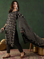 Sangria Printed Pure Cotton Kurta Set With Dupatta - Distacart