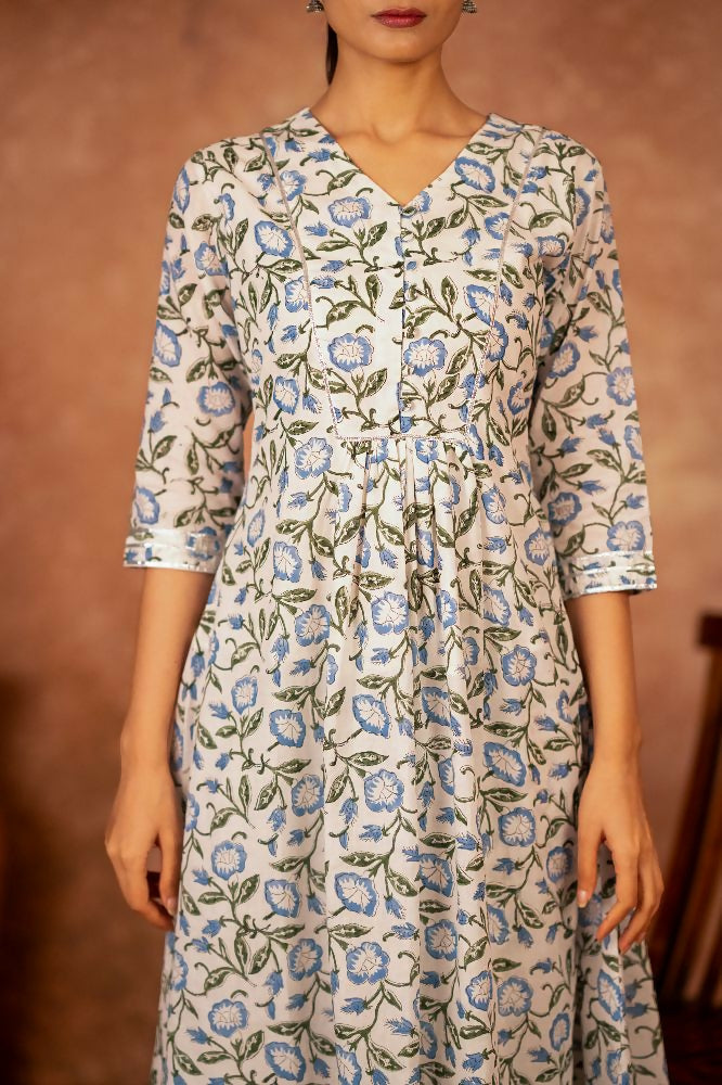 Joban Fashion Blue Hand Block Printed Cotton Suit Set - Distacart