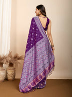Purple Soft Silk Woven Meenakari Designer Saree - Vedanti