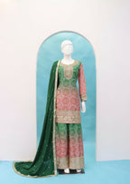Anaita Peach Digital print with Embroidered Silk Stitched Plazo Suit - Distacart