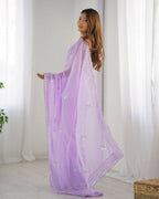 Attractive Looking Georgette Thread, Sequance Embroidery Work Party Wear Saree - Lavender