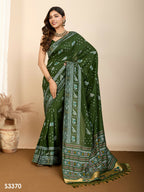 Green Soft Silk Woven Meenakari Designer Saree - Vedanti