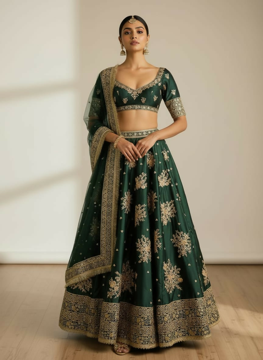 Lehenga Mart Designer Indian Wedding Lehenga Choli-Green - Distacart