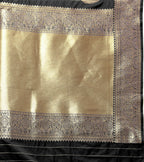 Lorenvalley Fashion Black Soft Silk Woven Design Gold Zari Weaving Saree