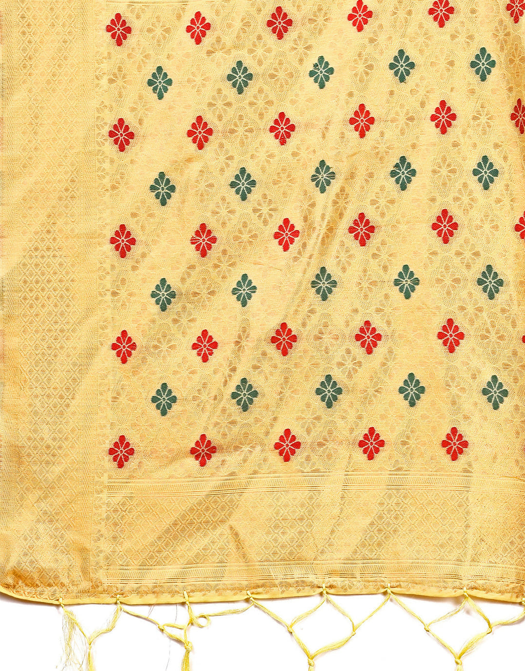 Shree Shyam Fashion Neerja Yellow Linen Cotton Saree