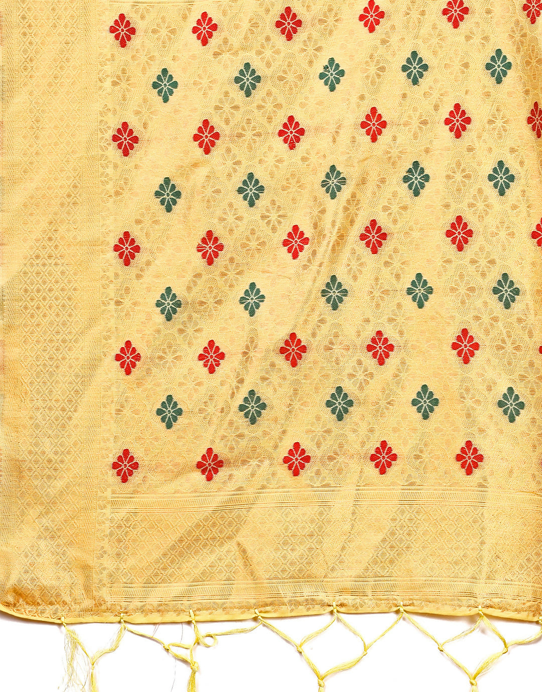 Shree Shyam Fashion Neerja Yellow Linen Cotton Saree