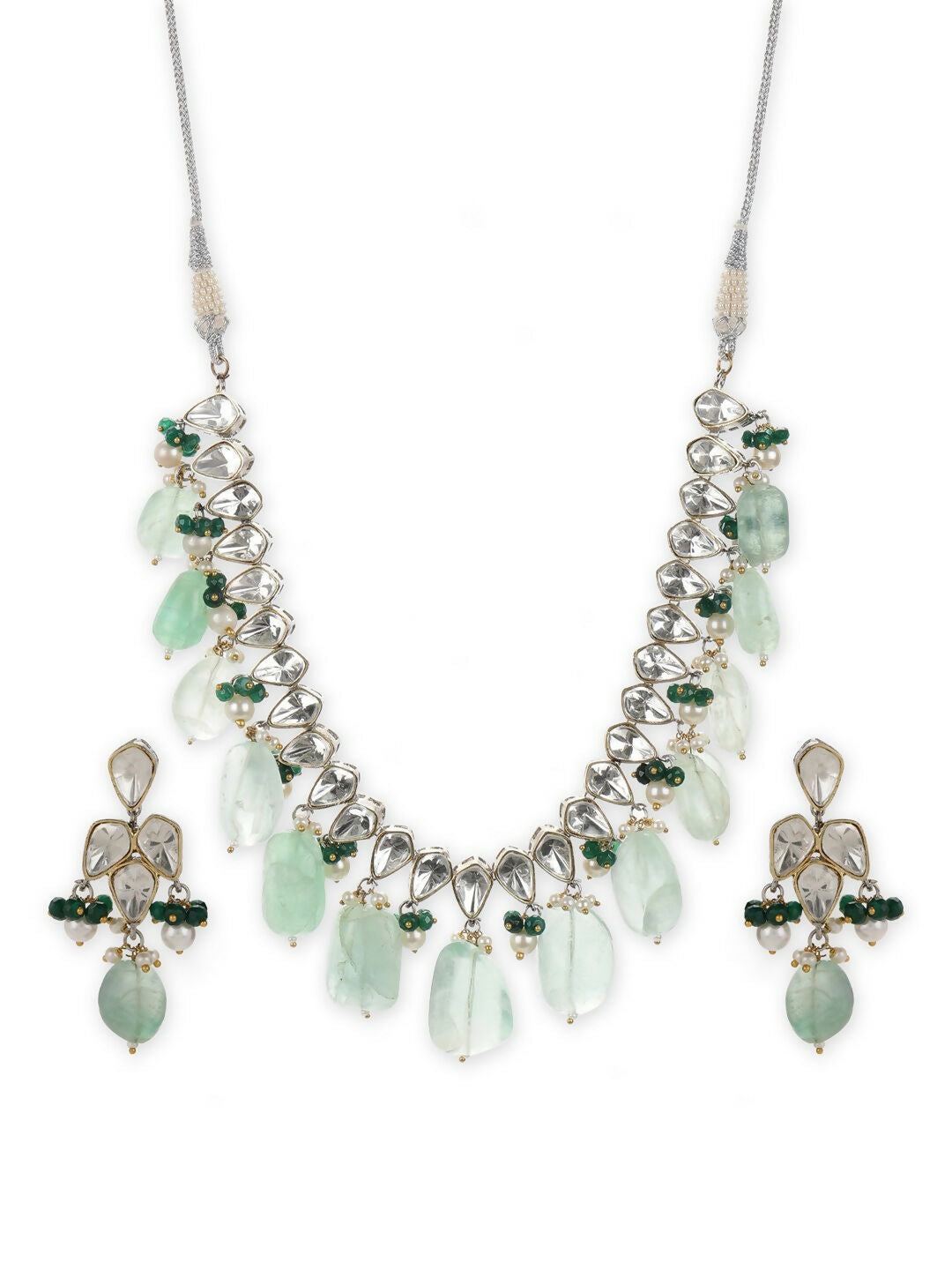 Mint Green Kundan Choker with Earrings- Ruby Raang