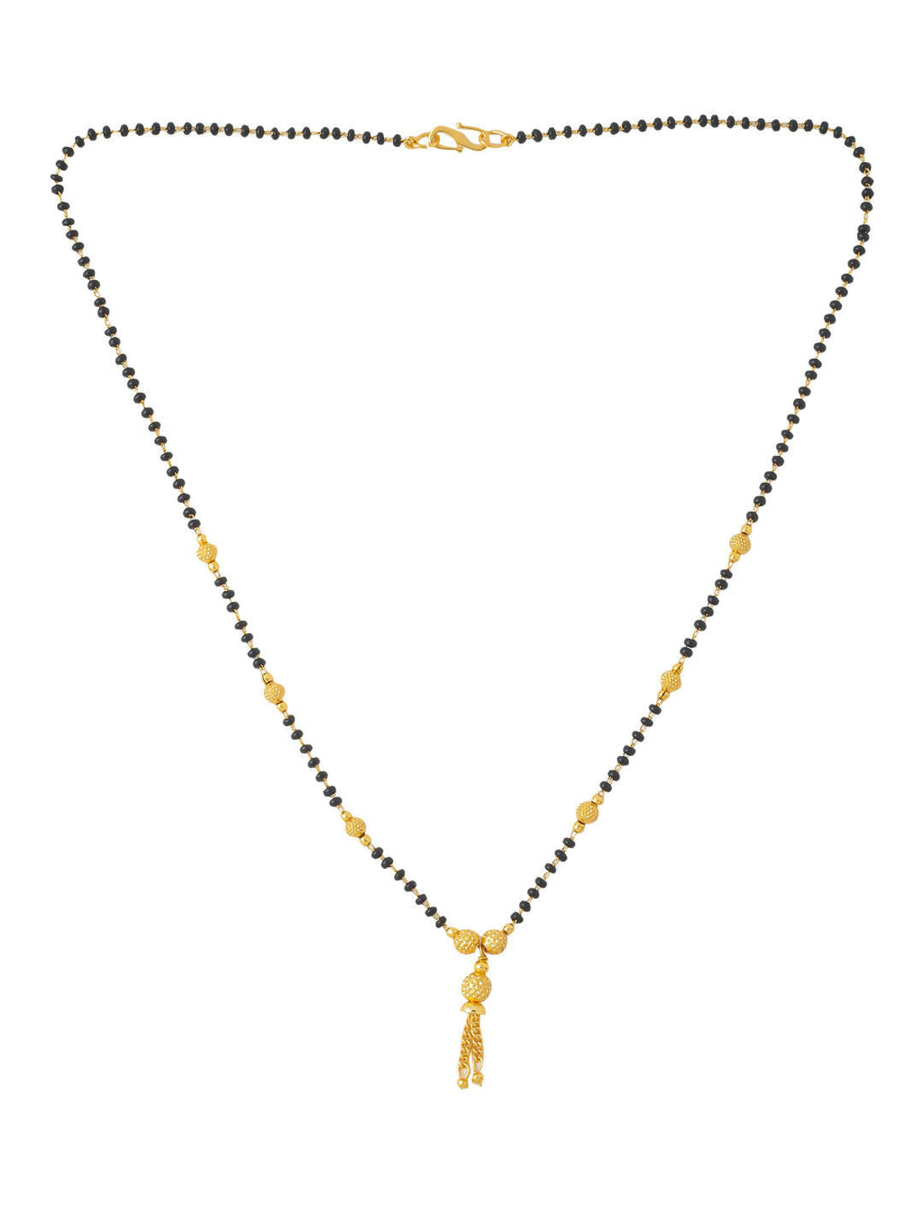 NVR Women's's Set of 2 Black Gold-Plated Beaded Mangalsutra With Ad Stone - Distacart