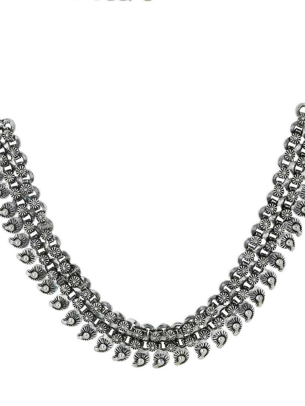 NVR Women Silver-Plated Oxidised Necklace
