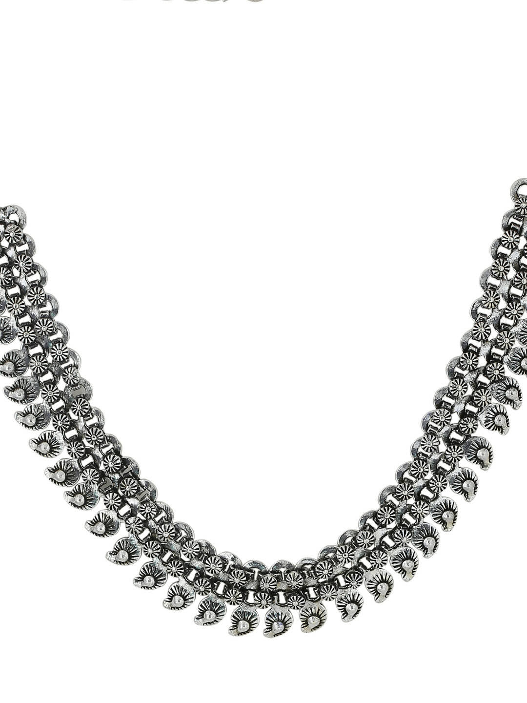 NVR Women Silver-Plated Oxidised Necklace