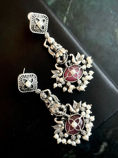 Joban Fashion Oxidized Ethnic Ladies Shape Monalisa Stone Earring