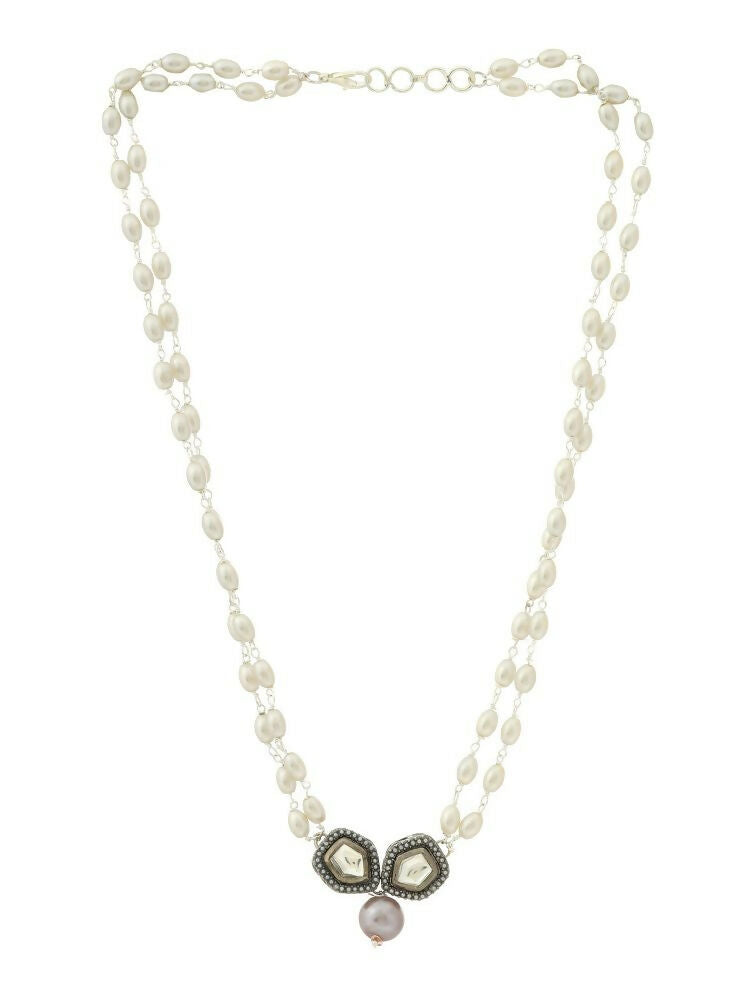 Beaded Chain with Kundan Drop necklace ru raang - Ruby Raang