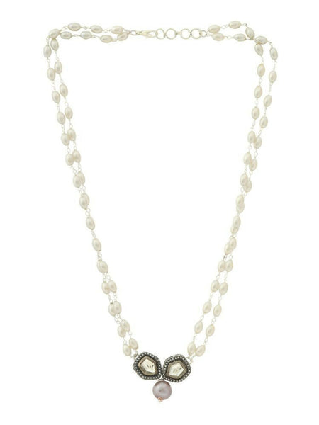 Beaded Chain with Kundan Drop necklace ru raang - Ruby Raang