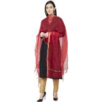A R SILK Chanderi Piping Regular Dupatta Mehroon Color Dupatta or Chunni