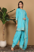 Joban Fashion Turquoise Georgette Kurta Set - Distacart