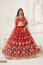Eilara Women'S Red Butterfly Net With Sequins And Embroidery Work Lehenga Choli For Wedding