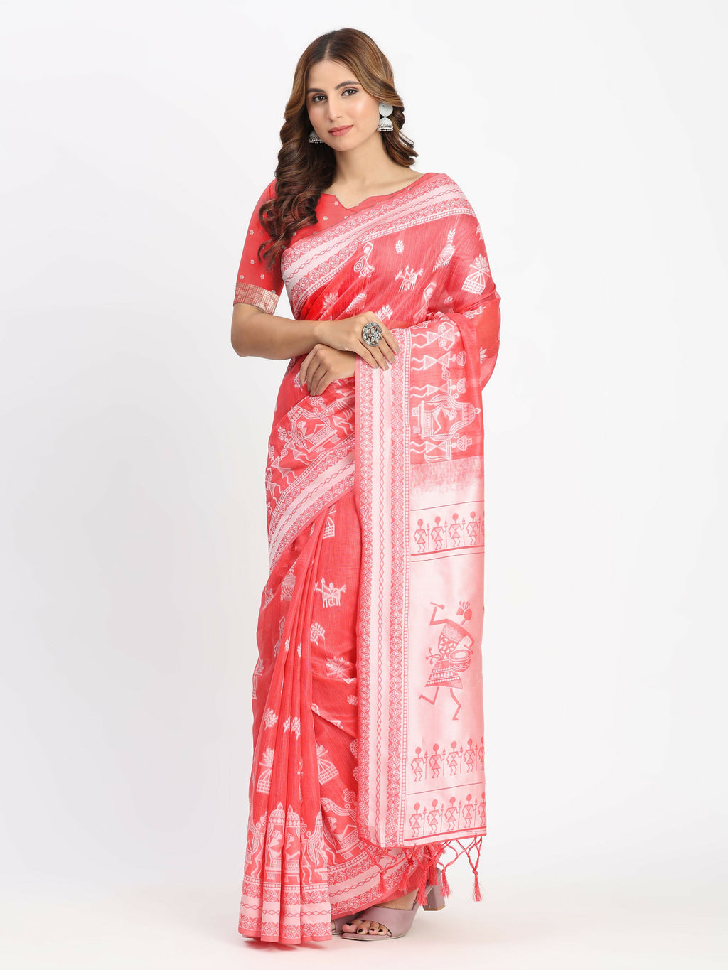 Shree Shyam Fashion Linen Cotton Sky Blue Saree - Distacart