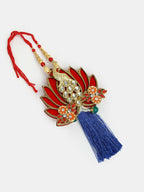 NVR Women & Men Set of 2 Gold-Toned Peacock Design Stone-Studded Bhaiya Bhabhi Rakhi With Roli Chawal & Chocolate - Distacart