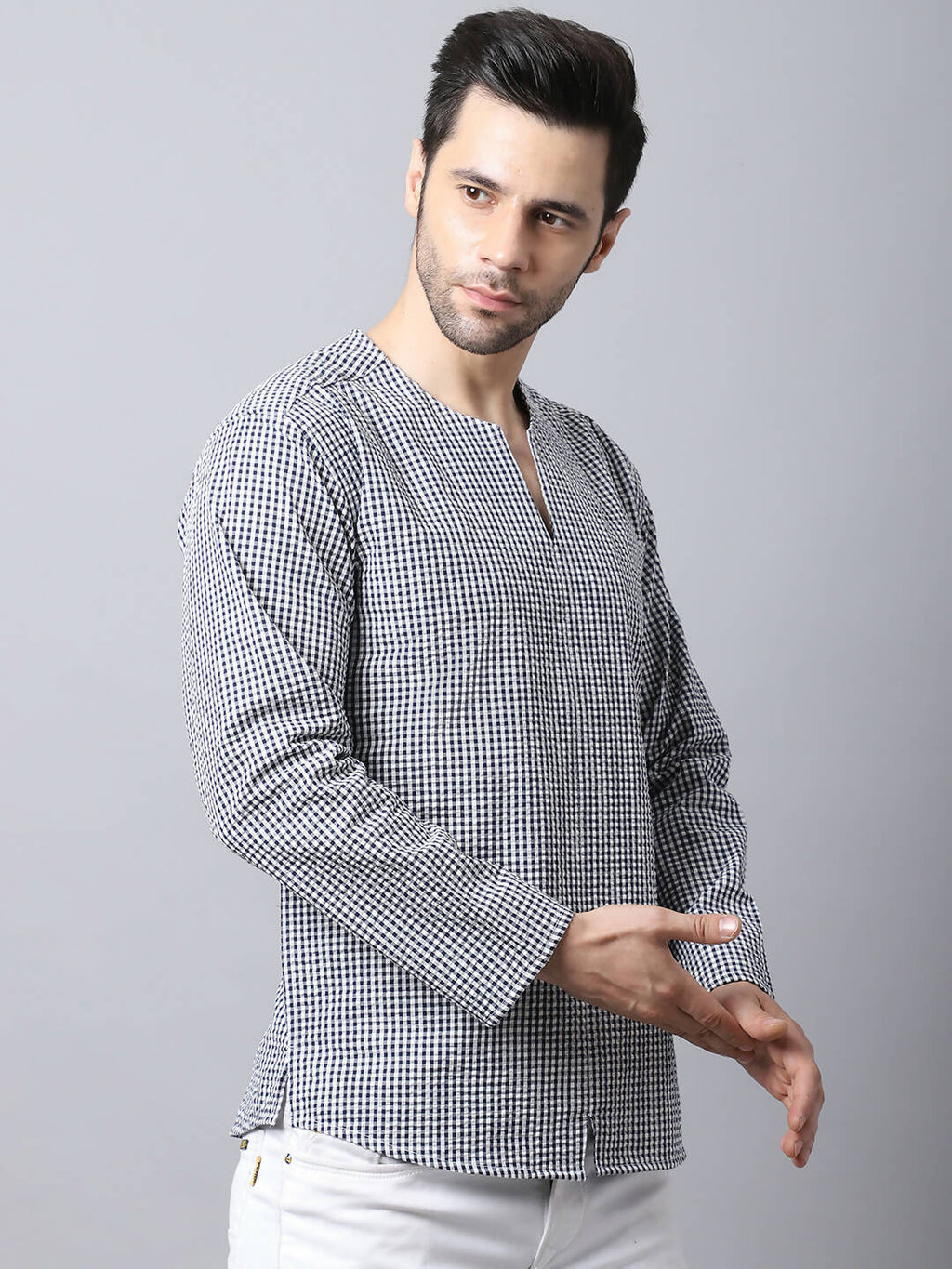Even Apparels Multi Pure Cotton Round Neck Slit Men's Kurta - Distacart