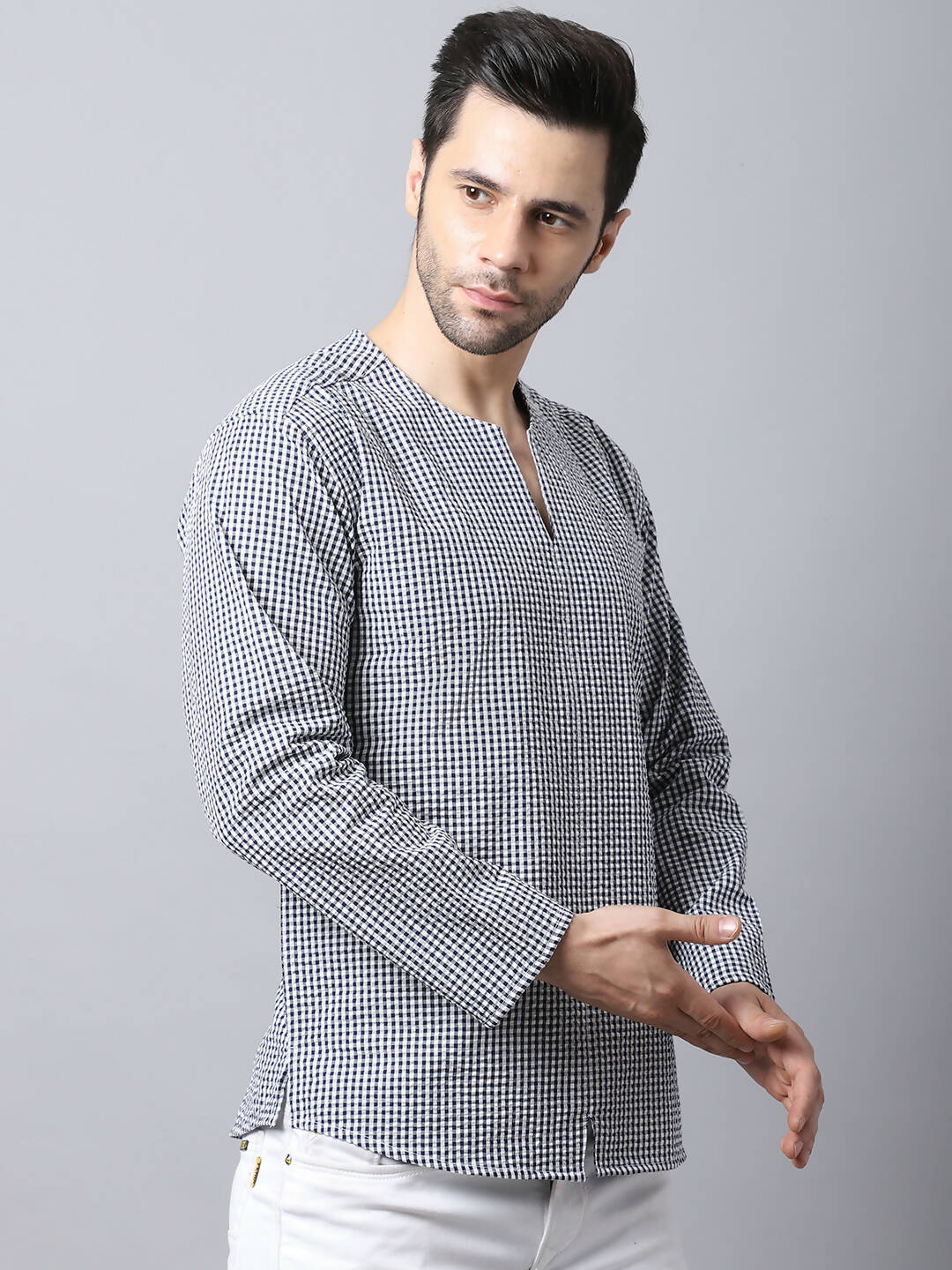 Even Apparels Multi Pure Cotton Round Neck Slit Men's Kurta - Distacart