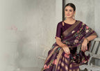 Purple Rangkat Tussar Silk Woven Design Saree with Unstitched Blouse - Mohmanthan Eshani