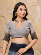 Shree Shyam Fashion Denim Grey Linen Saree - Distacart