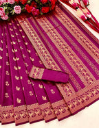 DEIANA'S Beautiful Designer Golden zari Soft Lichi Silk Saree - Wine