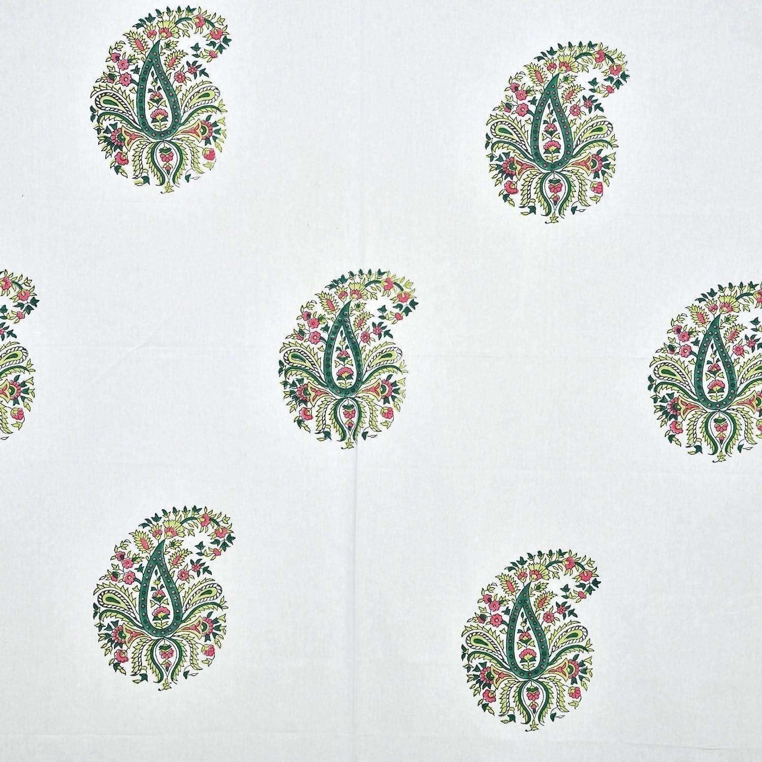 Paisley Hand Block Printed Double 90x108 Inches Bedspread with 2 Pillow Covers
