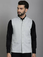 Even Apparels Nehru Jacket With Welt Pockets - Grey