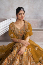 Kesar Fab Dark-Mustard Banarasi Silk Hand_Woven Lehenga