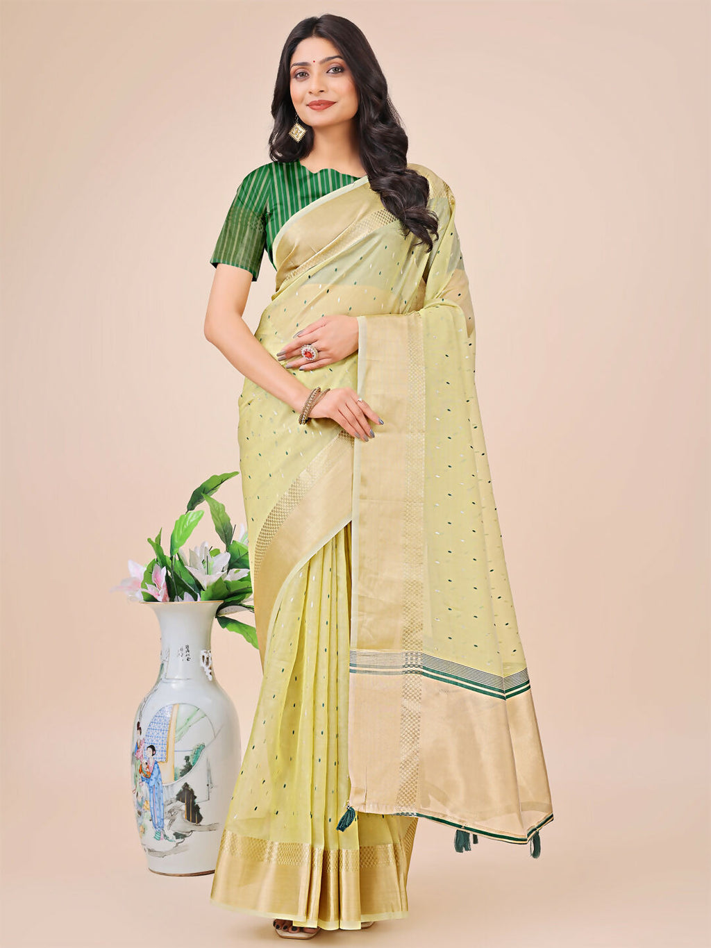 Shree Shyam Fashion Florance Light Green Organza Saree
