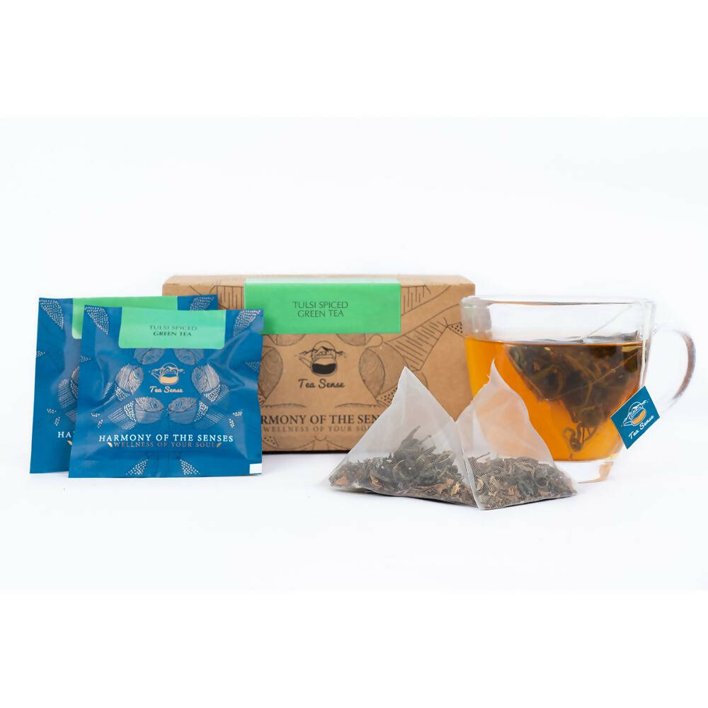 Tea Sense Tulsi Spiced Green Tea Bags Box - Distacart