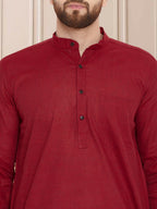 Even Apparels Men's Pure Cotton Maroon Kurta