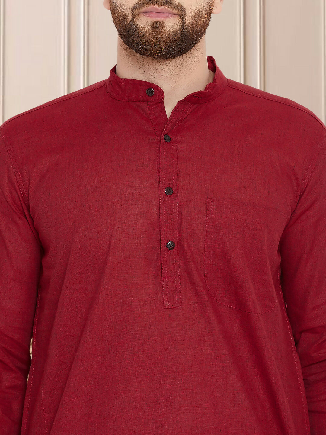 Even Apparels Men's Pure Cotton Maroon Kurta