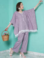 Women Republic Purple Cotton Kafttan With Palazzo - Distacart