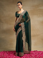 kasee Embroidered Solid Silk Blend Saree - Distacart