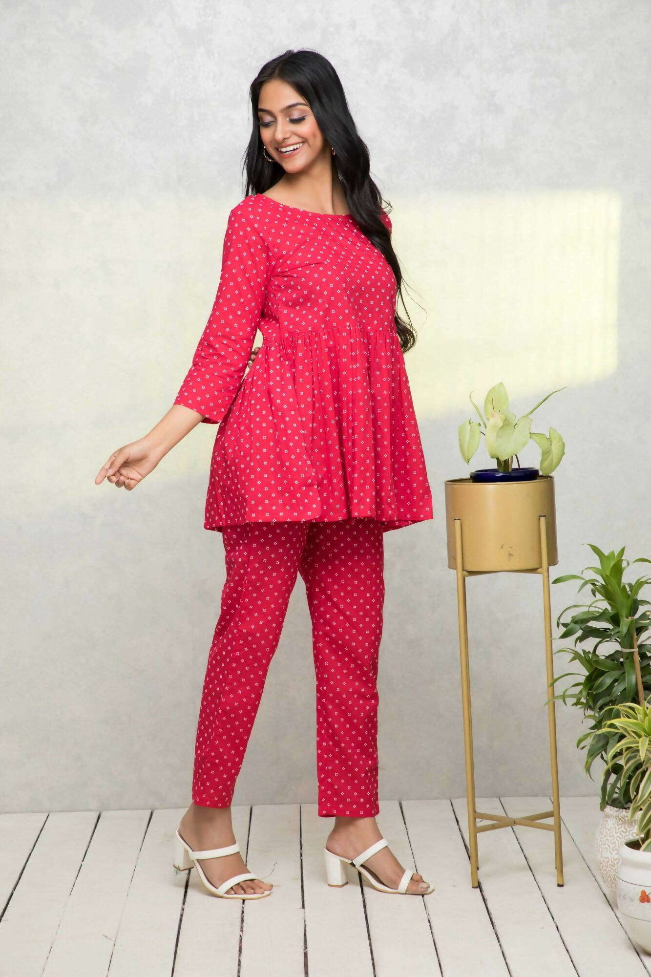 Myshka Women Red Printed Co-Ords - Distacart