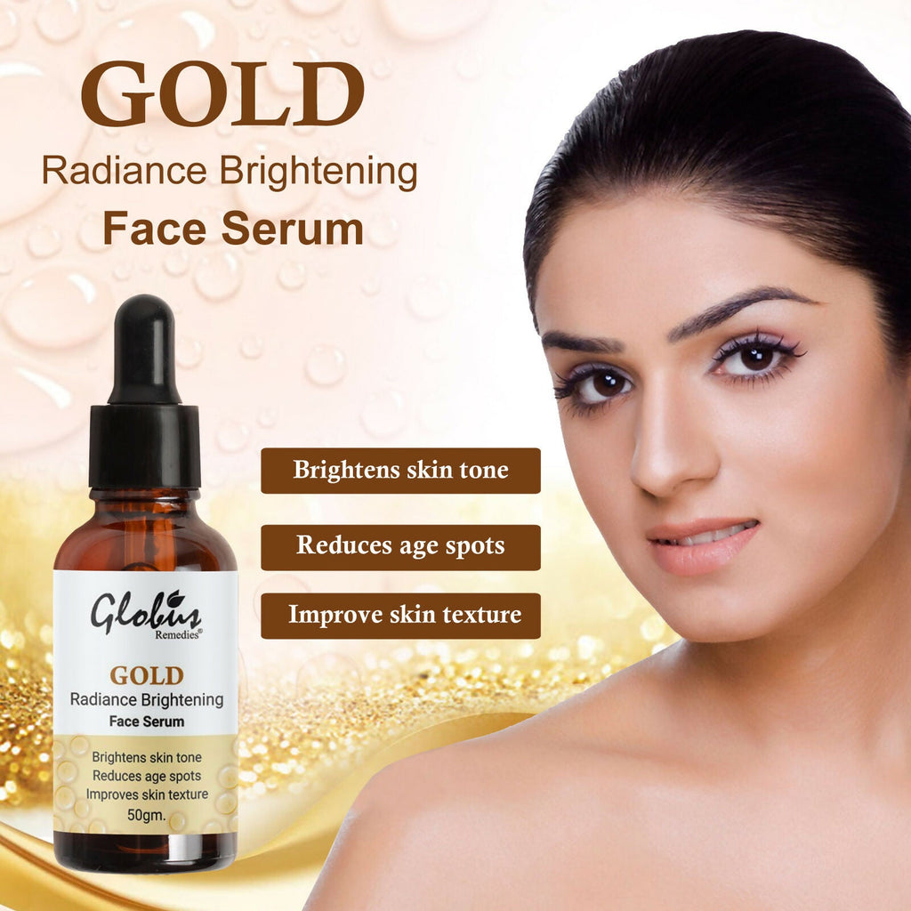 Globus Remedies Gold Radiance Anti Aging Face Serum, For Skin Lightening & Dark Spots Removal - Distacart
