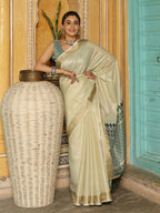 Shree Shyam Fashion Green Linen Saree - Distacart